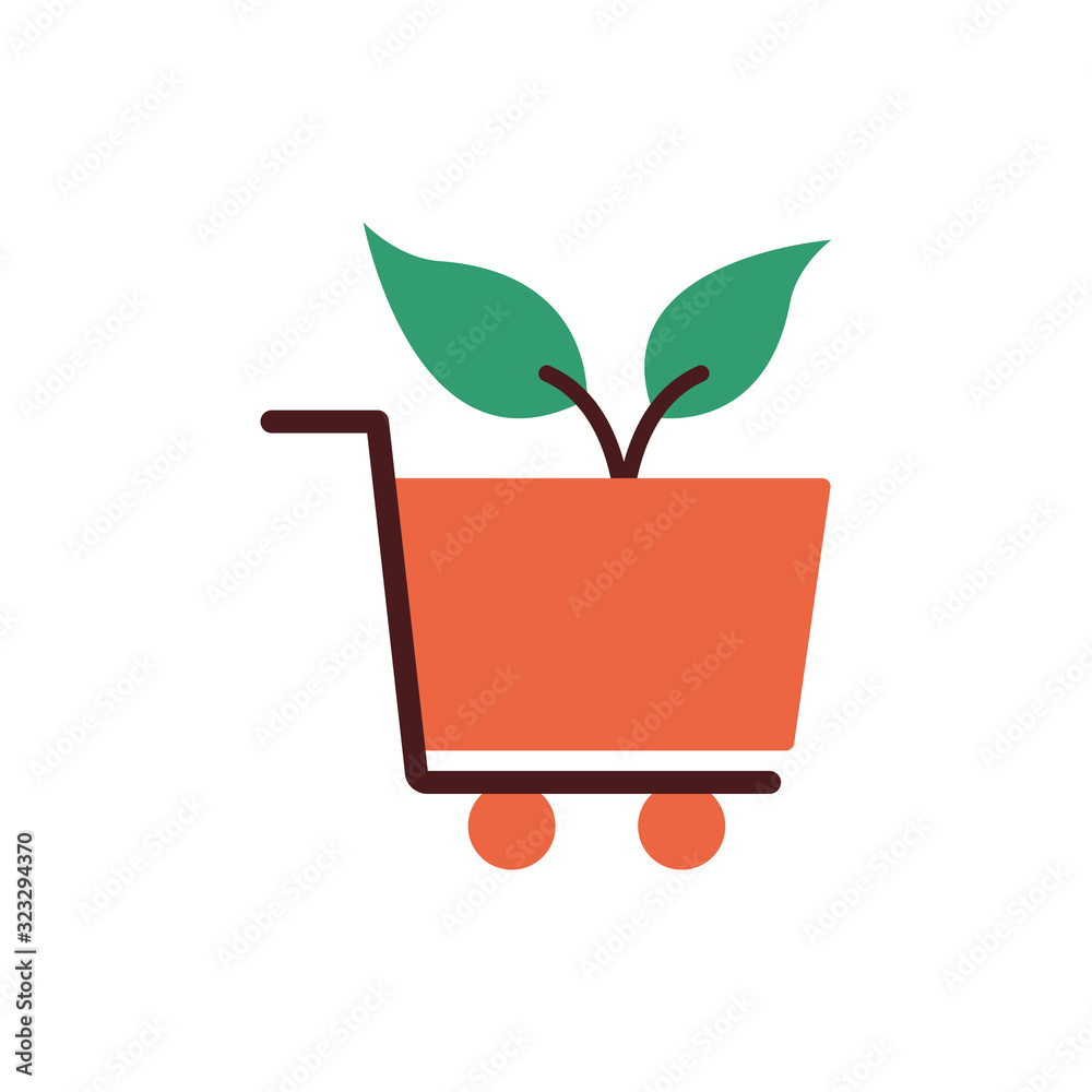 leafs plant ecology in shopping cart flat style leafs plant ecology in shopping cart flat style