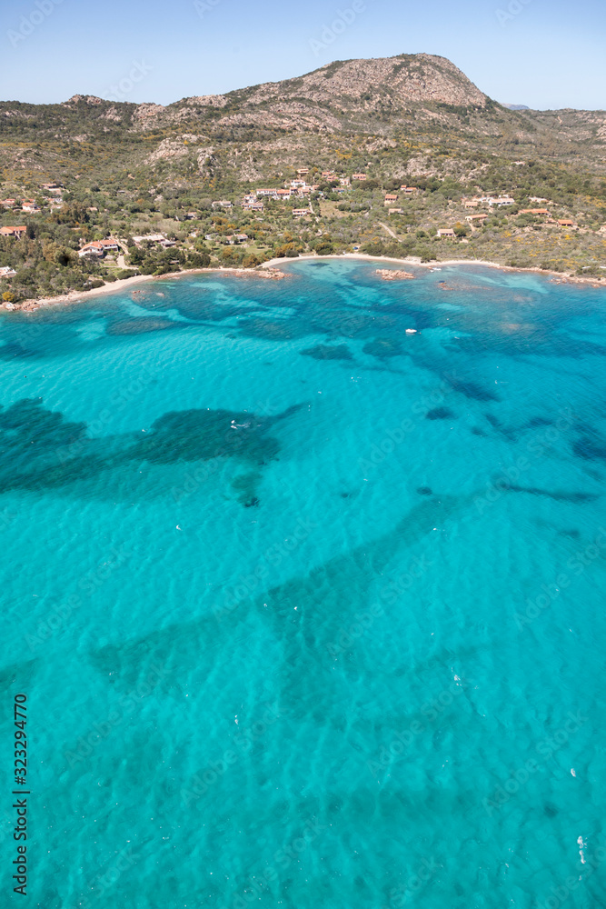 Aerial view of an amazing Sardinian beach