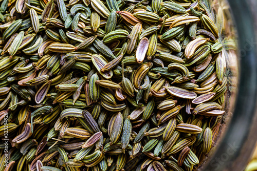 fennel seeds loose inside glass jar ready to be brewed as tea