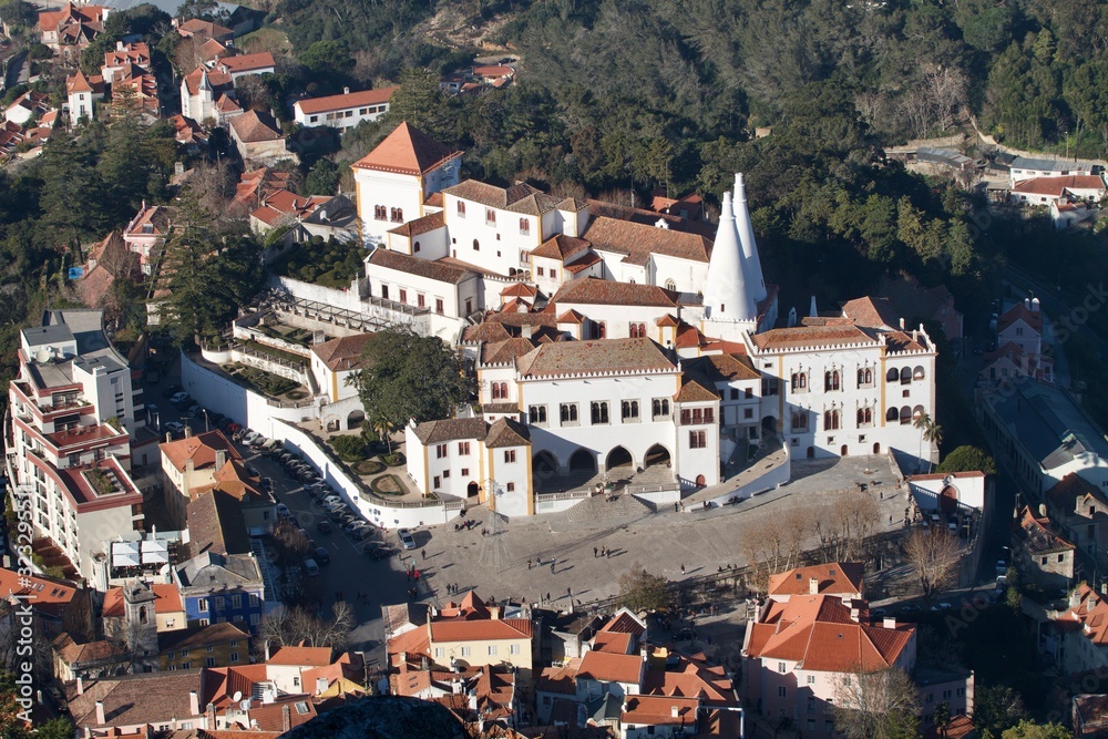 Aerial view of old town of Sintra, Portugal 