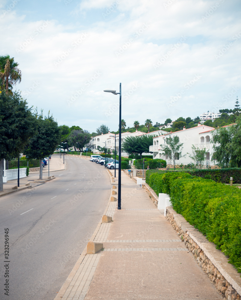Street with typical holiday style apartments in Balearic Islands