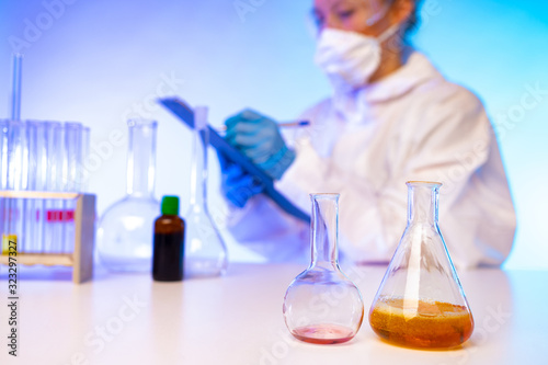 Girl Chemist. Chemical labo...