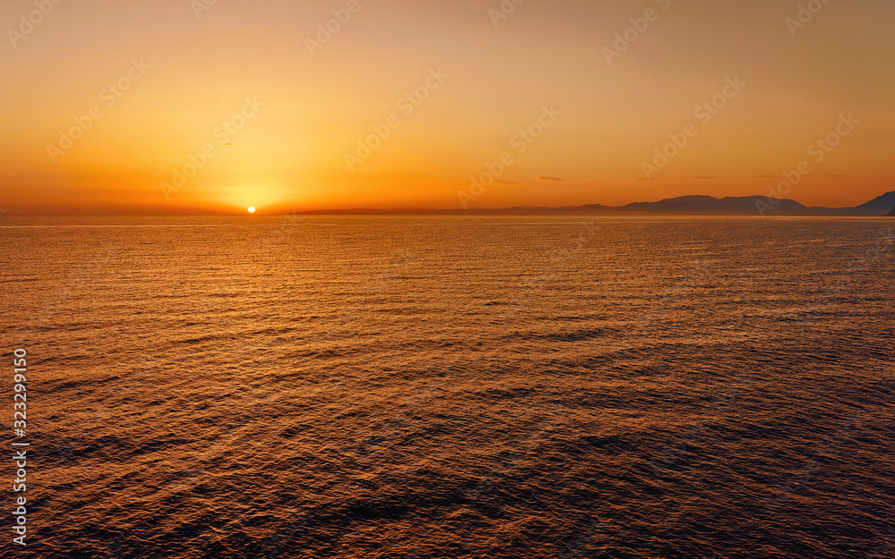 Sunrise at Mediterranian sea in Palermo Sicily