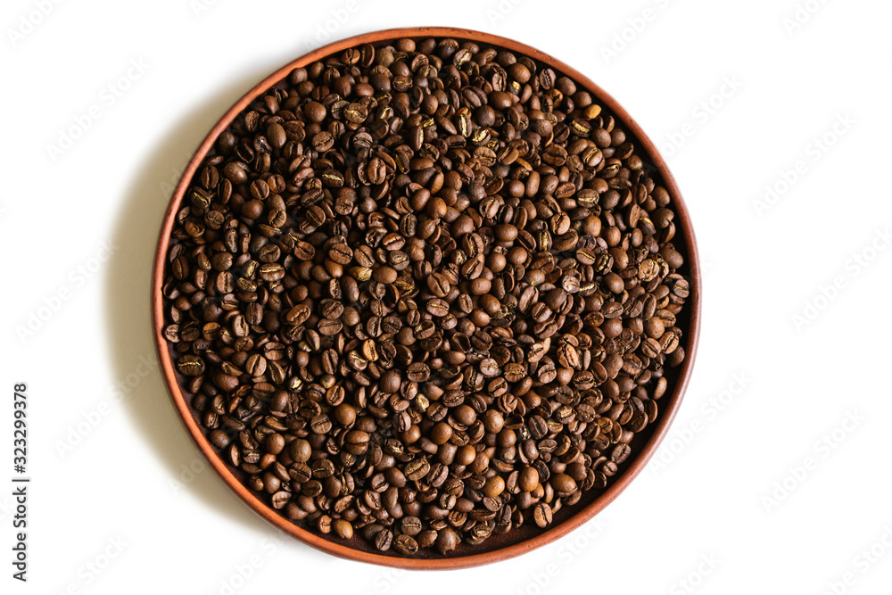 Coffee beans on a white background. Coffee beans on a white background.
