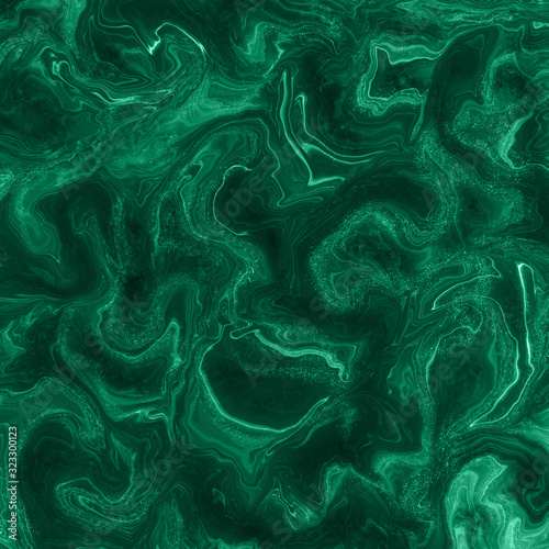 Foto Dark Malachite stone swirls trendy background.