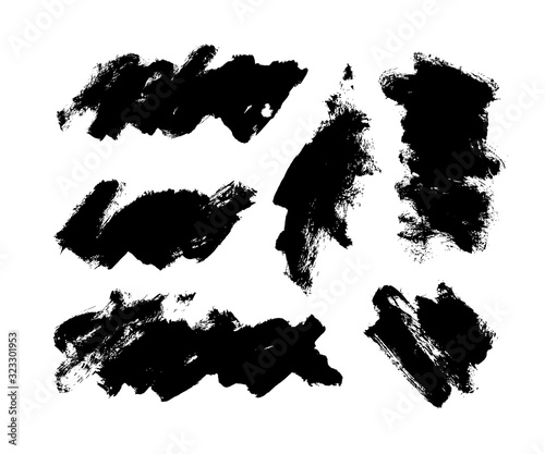 Painted grunge brush strokes vector collection. Hand drawn ink brush stroke, line, box, design elements, background isolated on white.