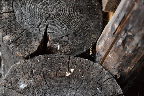 The pattern on the old and rotten planks, and wood frame photo