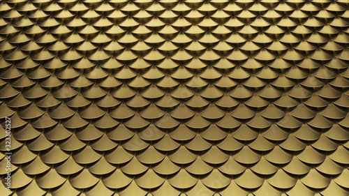 Golden scales texture. Fish skin abstract texture background. 3D-rendering.