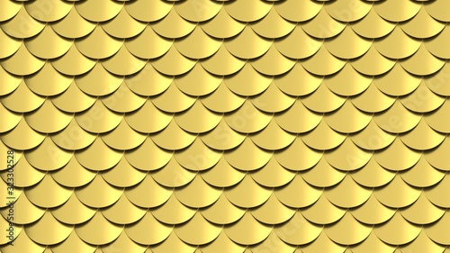 Golden scales texture. Fish skin abstract texture background. 3D-rendering.