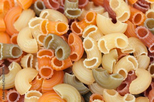 multi-colored pasta, closeup