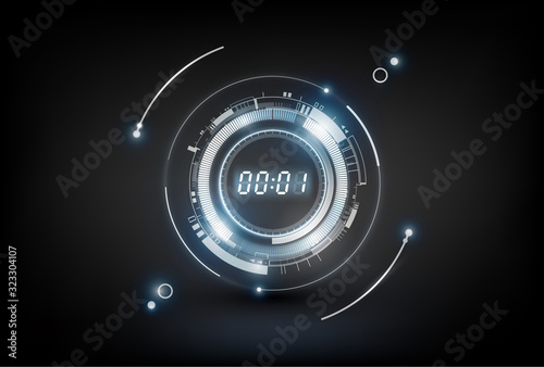 Abstract Futuristic Technology Background with Digital number timer concept and countdown, vector