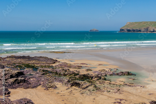 Fototapeta Naklejka Na Ścianę i Meble -  Polzeath Beach on the North Cornish coast, Cornwall England UK