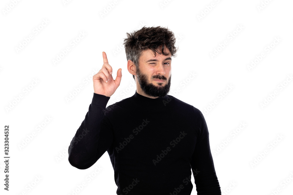 Young man in black Young man in black