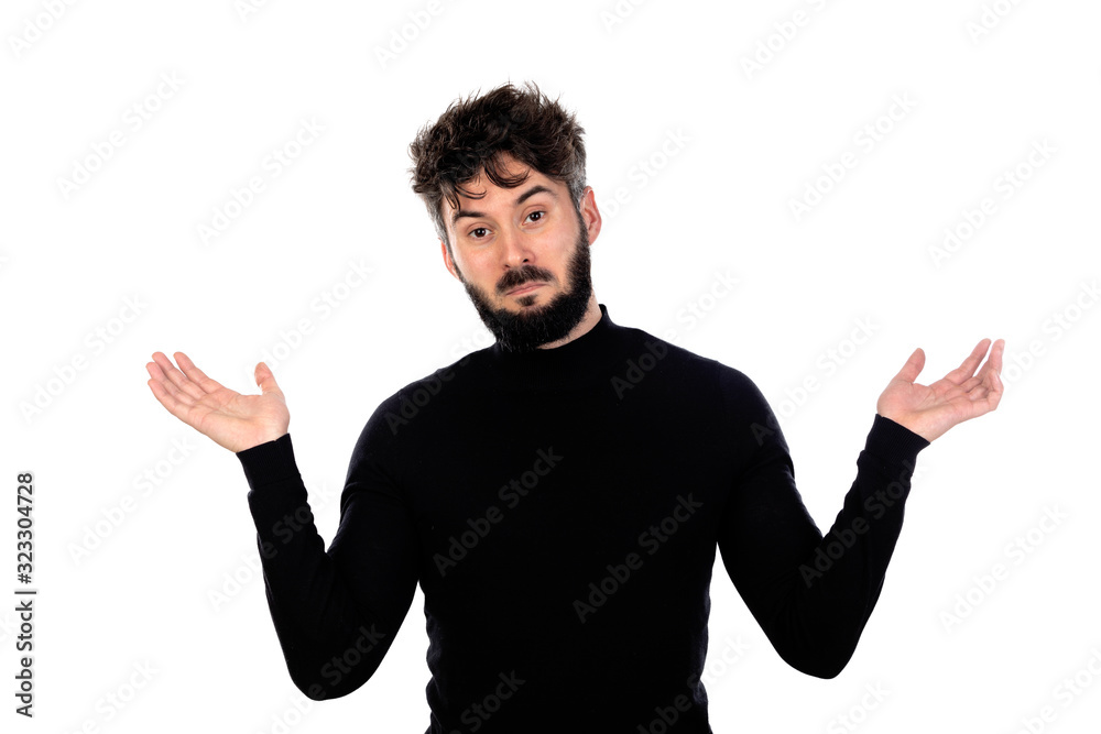 Young man in black Young man in black