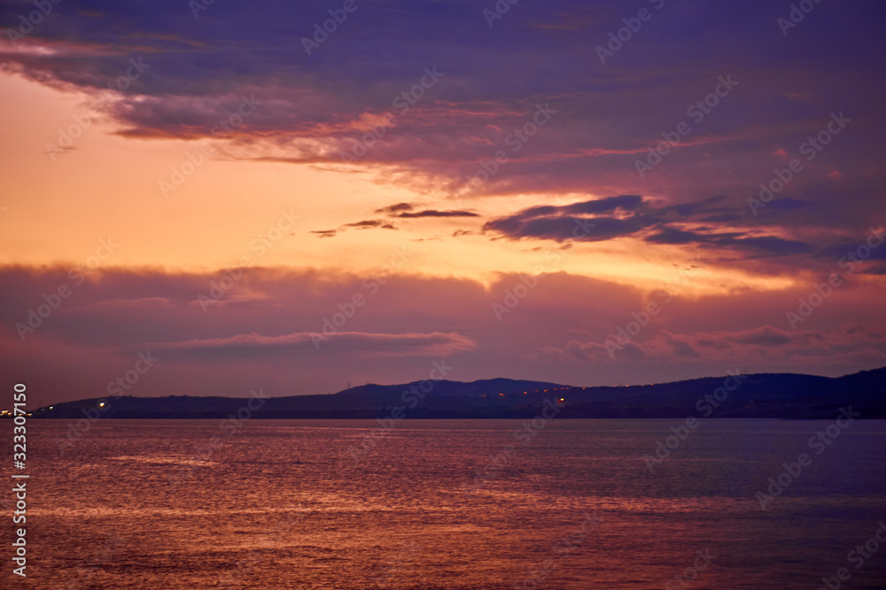 A beautiful view from Dardanelles strait at sunset A beautiful view from Dardanelles strait at sunset