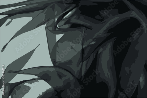 Abstract background with space for your text, drapery, texture, black material, waves, folds
