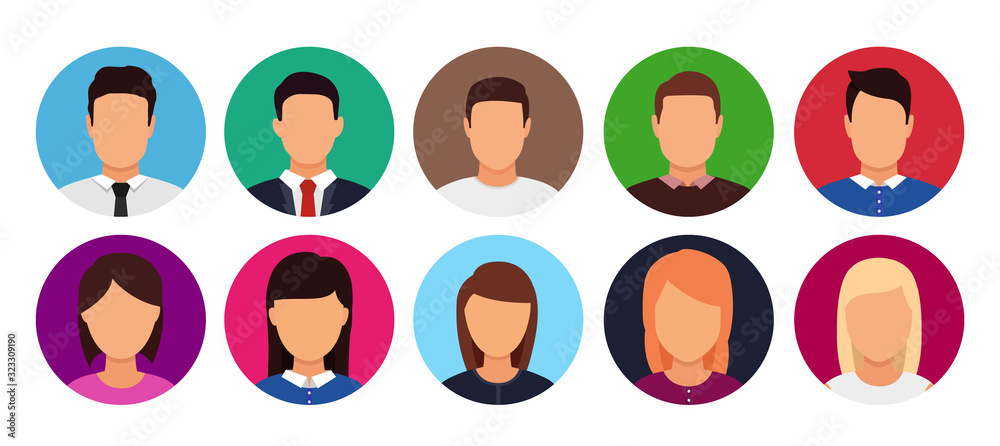 Man and woman silhouette icon. Avatar profile. Vector illustration.
