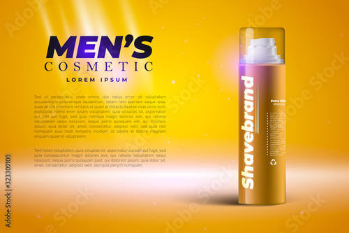 male moisturizing spray advertising concept. Men cosmetic packaging design.