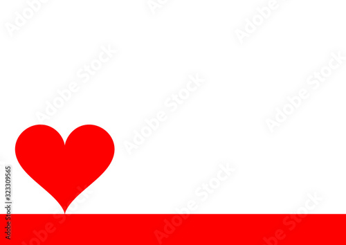 Red and white background of a heart in the left hand corner