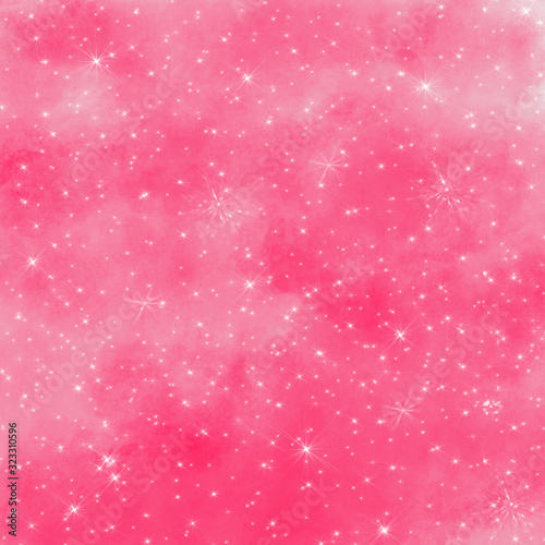 Pink watercolor background glamour style with sparcling stars photo