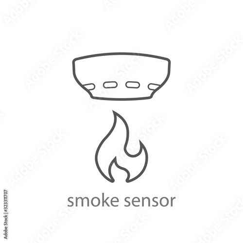 Fire alarm system vector linear symbol isolated on white background. Vector Illustration. EPS 10