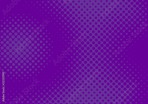 Purple pop art background in retro comic style with halftone polka dots design