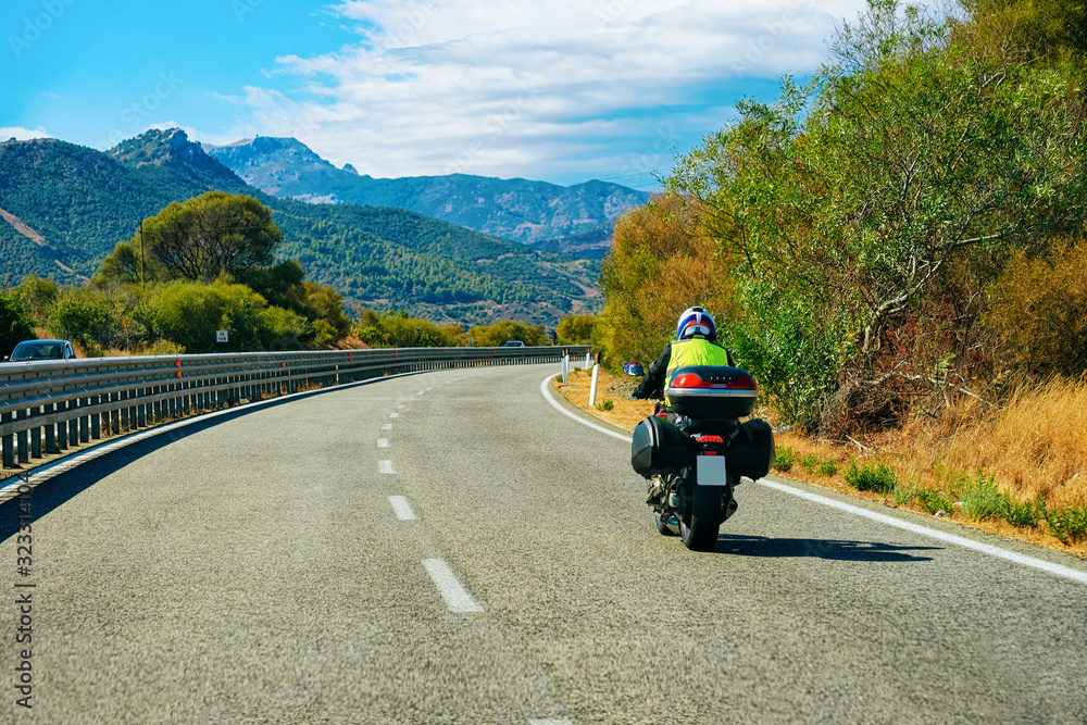 Motorcycle at the road in Costa Smeralda in Sardinia