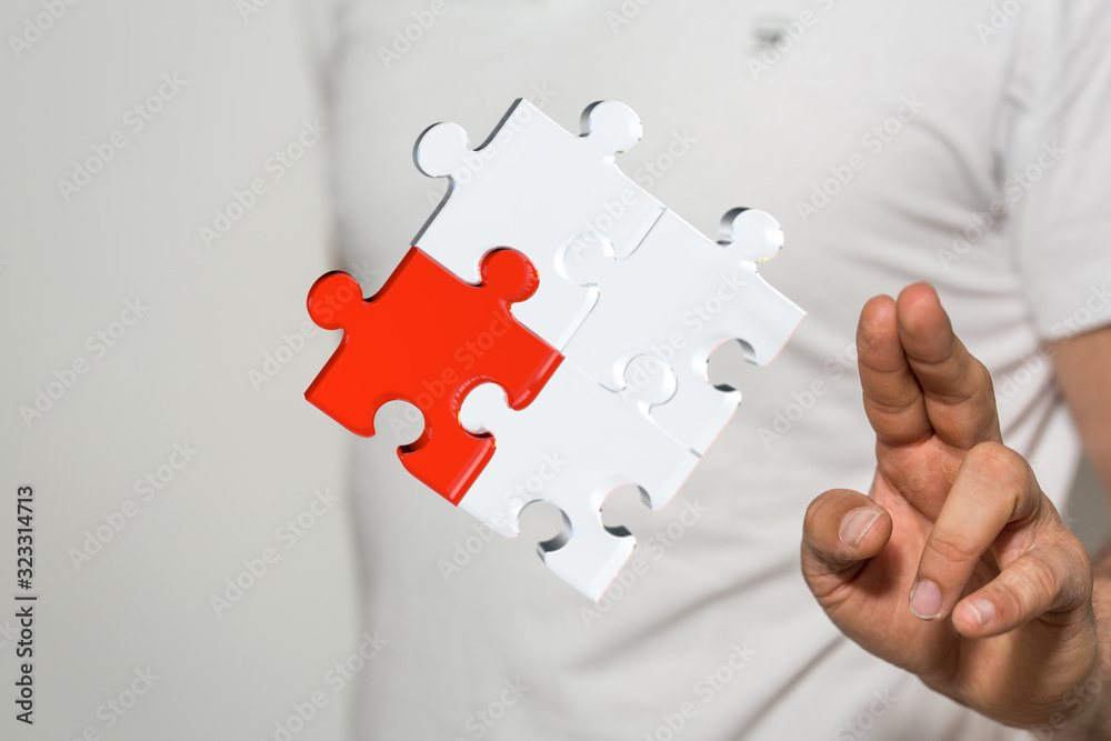 puzzle hand solution concept business.