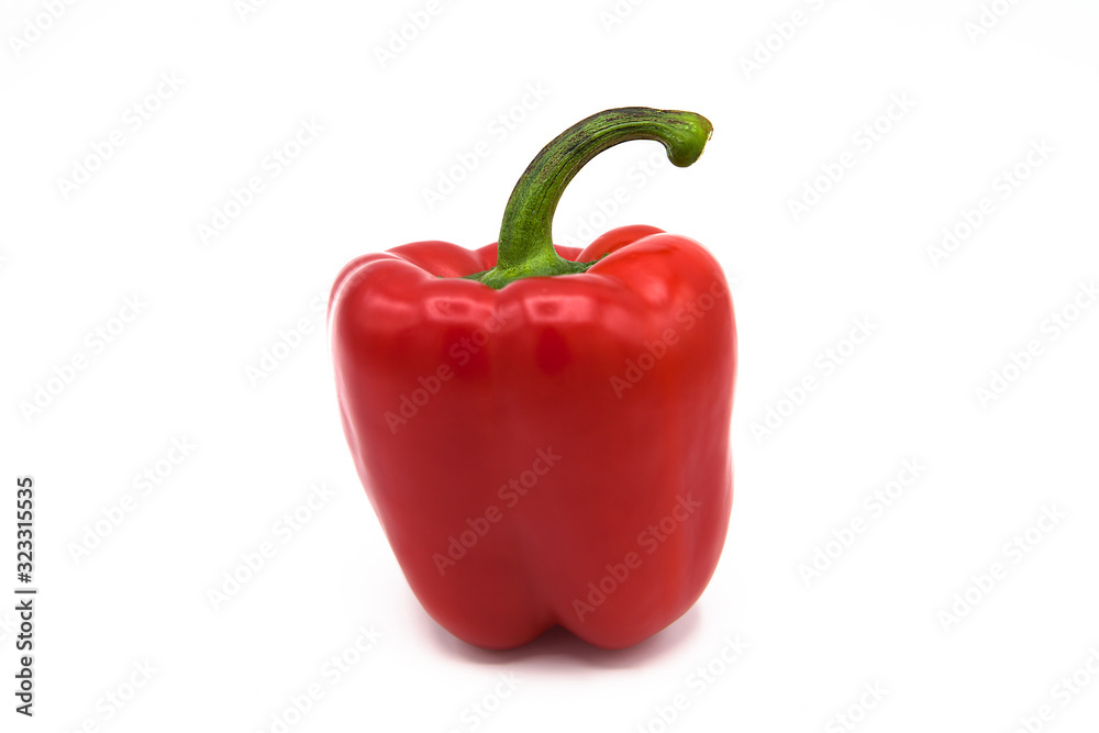 Bright red organic pepper isolated on white background. Bright red organic pepper isolated on white background.