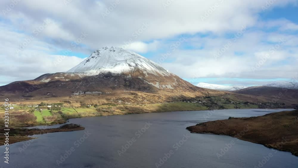 Aerial view of Mount Errigal, the highest mountain in Donegal - Ireland Aerial view of Mount Errigal, the highest mountain in Donegal - Ireland