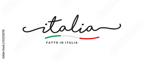 Made in Italy logo Italian language handwritten calligraphic lettering sticker flag ribbon banner photo