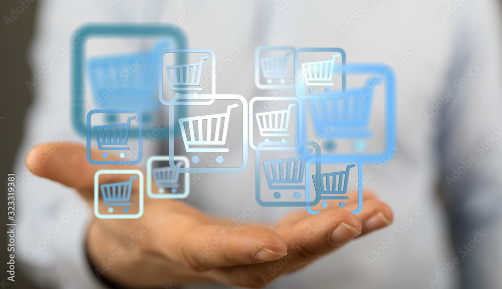 Shopping cart on digital tablet. Shopping online concept.. Shopping cart on digital tablet. Shopping online concept..