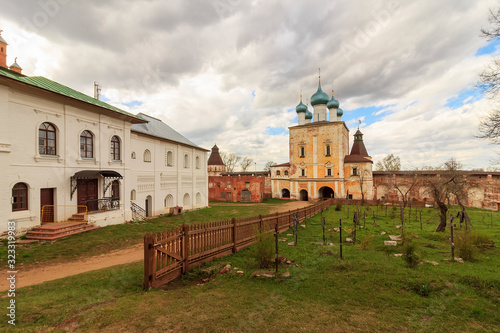 Wall and Entrance to of ancient russian Monastery of Sts Boris and Gleb near Rostov the Great Ancient walls of the Monastery of Saints Boris and Gleb. Borisoglebsky, Yaroslavl Oblast, Russia photo