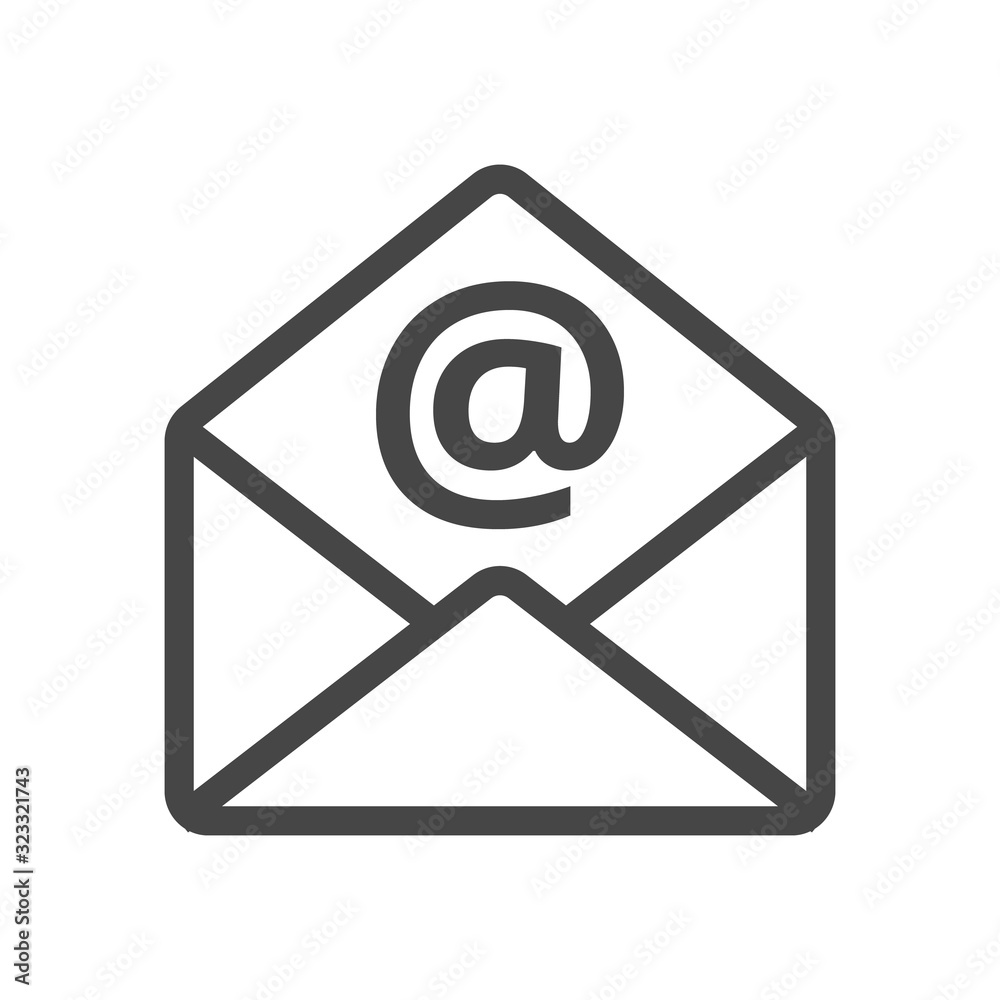 Receive email icon in outline style isolated on white background.. Opened envelope. Vector illustration. Receive email icon in outline style isolated on white background.. Opened envelope. Vector illustration.