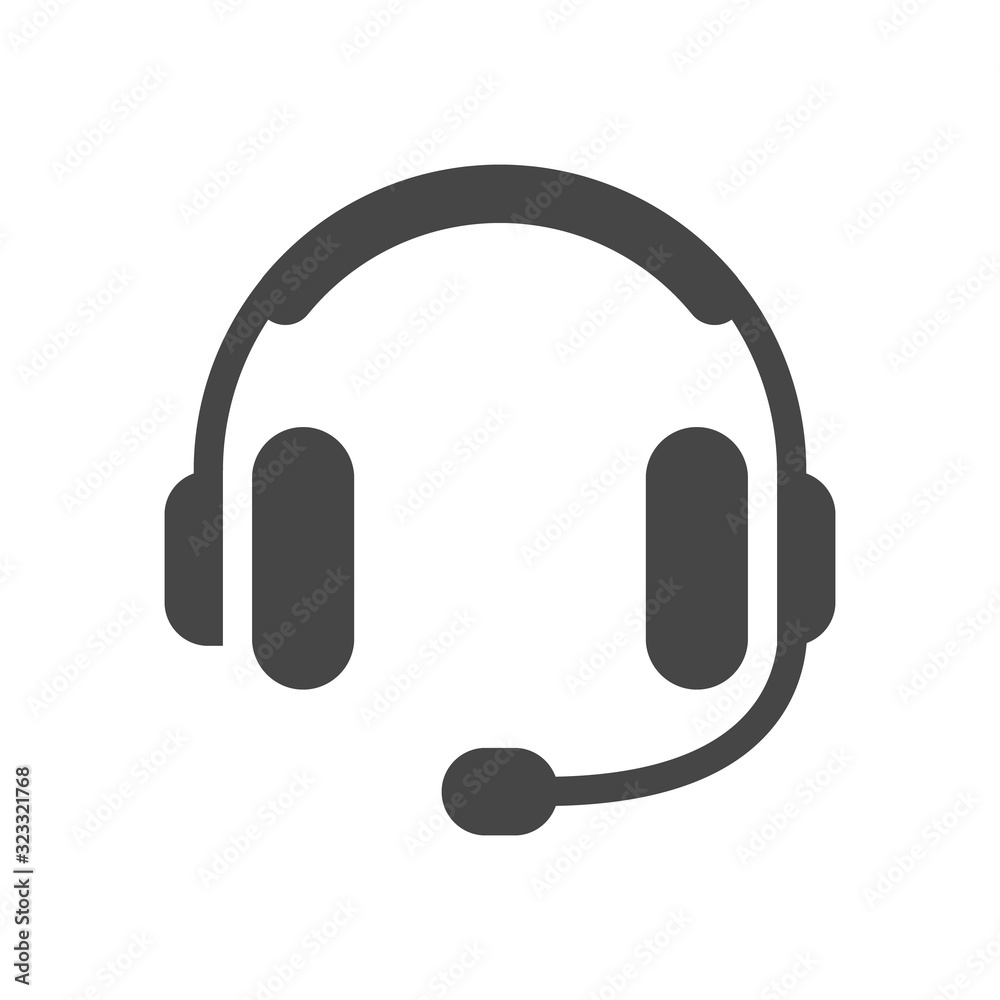 Headset icon in flat style isolated on white background. Vector illustration. Headset icon in flat style isolated on white background. Vector illustration.