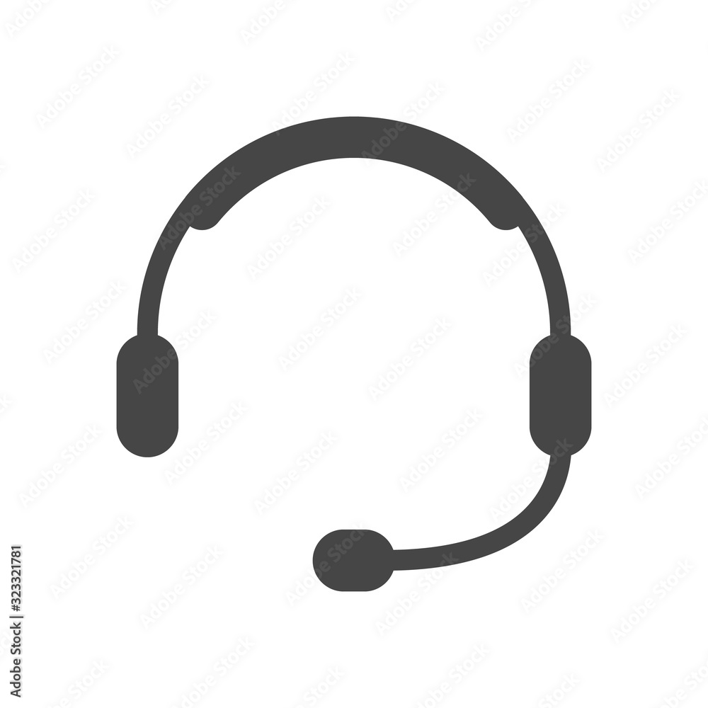 Headset icon in flat style isolated on white background. Vector illustration. Headset icon in flat style isolated on white background. Vector illustration.