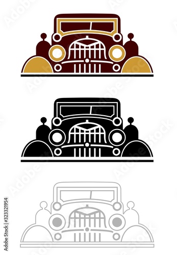 graphic of a vintage car with bonus black only version