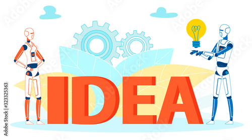 Solutions Searching Ai Algorithms Vector Concept. Innovations, Ideas in Robotics, Bionics Sphere Cartoon Illustration. Machines Developing Humanoid Features, Thoughts, Free Will Metaphor