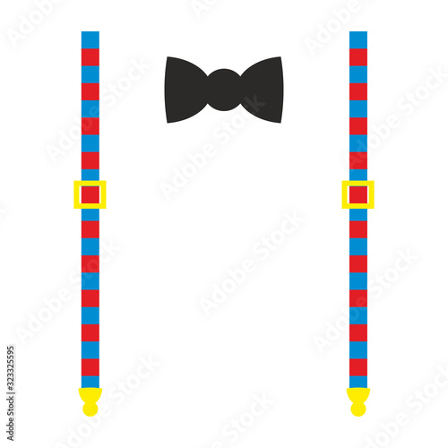 Gentleman's set-funny suspenders with stripes and a bow tie