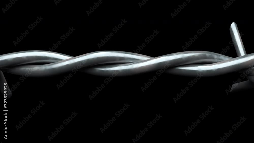 3d rendering spinning barbed wire spiral. Computer generated background with barbed wire.