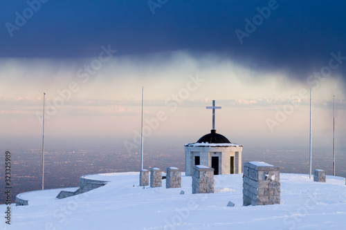 First world war memorial during storm, Italy landmark