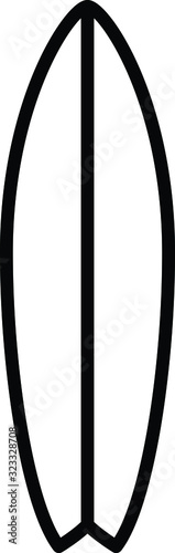Surfboard icon, vector line illustration