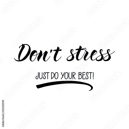 Don't stress. Just do your best. Lettering. Ink illustration. Modern brush calligraphy Isolated on white background. t-shirt design