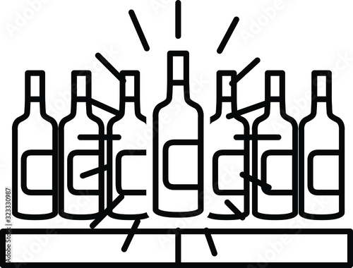 shelf bottle icon, vector line illustration