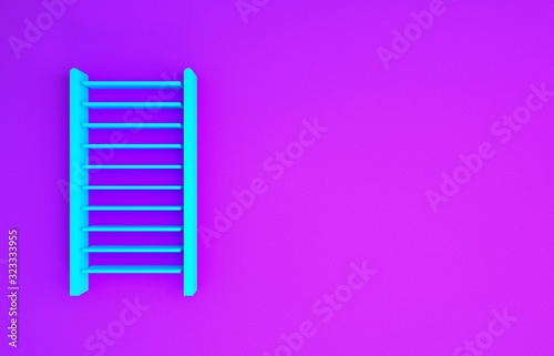 Blue Wooden staircase icon isolated on purple background. Minimalism concept. 3d illustration 3D render