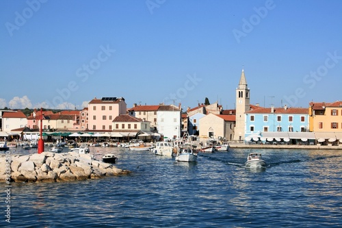 view on Fazana and its harbor , Croatia