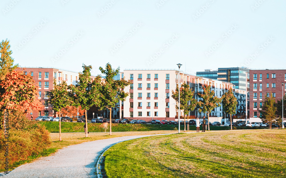 Obraz premium Apartment houses residential home complex architecture and outdoor facilities