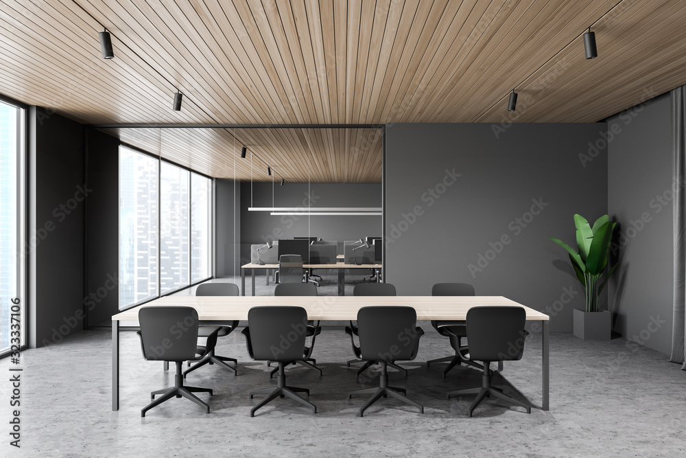 Gray conference room in open space office