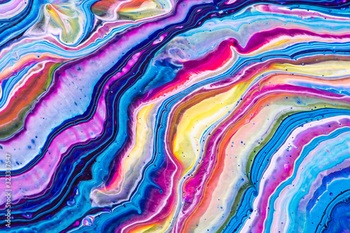 Abstract Acrylic Paint Pour Art Rainbow