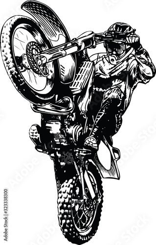 Motocross Bike Wheely Vector Illustration